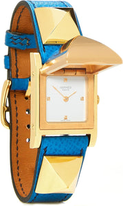 Hermès, Pre-Loved Gold & Blue Leather Medor Watch, Blue - paid link