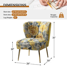 TINA'S HOME Accent Chair with Golden Metal Legs, Comfy Tufted Wingback Living Room Chair Floral Fabric Small Armless Side Chair, Upholstered Slipper Chair for Bedroom, Reading Room (Flower Print&BLUE) - paid link