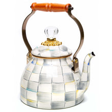 MACKENZIE-CHILDS Enamel Tea Kettle, Stylish Tea Kettle for Stovetop, Black-and-White Courtly Check, 2 Quarts - paid link