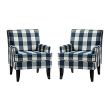 HULALA HOME Modern Accent Chairs Set of 2, Farmhouse High Back Striped Chairs with Wooden Legs & Nail Head Trim, Comfy Upholstered Armchairs for Living Room/Bedroom (Stripe Black) - paid link