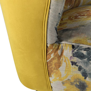 TINA'S HOME Accent Chair with Golden Metal Legs, Comfy Tufted Wingback Living Room Chair Floral Fabric Small Armless Side Chair, Upholstered Slipper Chair for Bedroom, Reading Room (Flower Print&BLUE) - paid link