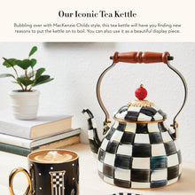 MACKENZIE-CHILDS Enamel Tea Kettle, Stylish Tea Kettle for Stovetop, Black-and-White Courtly Check, 2 Quarts - paid link