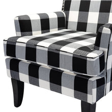 HULALA HOME Modern Accent Chairs Set of 2, Farmhouse High Back Striped Chairs with Wooden Legs & Nail Head Trim, Comfy Upholstered Armchairs for Living Room/Bedroom (Stripe Black) - paid link