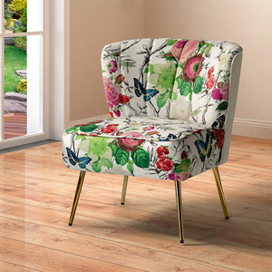 TINA'S HOME Accent Chair with Golden Metal Legs, Comfy Tufted Wingback Living Room Chair Floral Fabric Small Armless Side Chair, Upholstered Slipper Chair for Bedroom, Reading Room (Flower Print&BLUE) - paid link