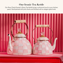 MACKENZIE-CHILDS Enamel Tea Kettle, Stylish Tea Kettle for Stovetop, Black-and-White Courtly Check, 2 Quarts - paid link