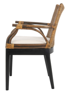 Safavieh Home Gianni Rattan Tropical Woven Arm Chair, Brown/Black