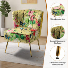 TINA'S HOME Accent Chair with Golden Metal Legs, Comfy Tufted Wingback Living Room Chair Floral Fabric Small Armless Side Chair, Upholstered Slipper Chair for Bedroom, Reading Room (Flower Print&BLUE) - paid link