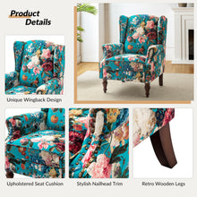 HULALA HOME Wingback Accent Chair with Floral Pattern Design, Traditional Fabric Armchair with Nailhead Trim and Retro Wooden Legs, Mustard - paid link