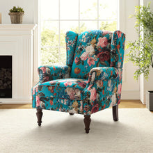 HULALA HOME Wingback Accent Chair with Floral Pattern Design, Traditional Fabric Armchair with Nailhead Trim and Retro Wooden Legs, Mustard - paid link