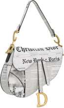 Pre-Loved Dior White Leather Newspaper Saddle Bag, White - paid link