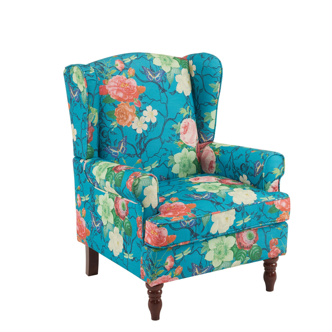 MELLCOM Floral Accent Chair, High Back Upholstered Armchair with Solid Legs, Leisure Single Sofa Chair for Living Room, Bedroom, Home Office, Teal Floral - paid link