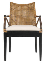 Safavieh Home Gianni Rattan Tropical Woven Arm Chair, Brown/Black