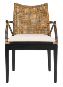 Safavieh Home Gianni Rattan Tropical Woven Arm Chair, Brown/Black