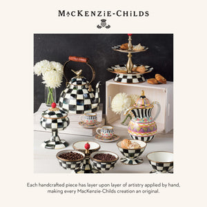 MACKENZIE-CHILDS Enamel Two-Tier Sweet Stand, Two-Tiered Serving Tray for Dessert, Black-and-White Courtly Check - paid link