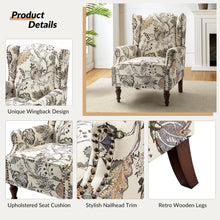 HULALA HOME Wingback Accent Chair with Floral Pattern Design, Traditional Fabric Armchair with Nailhead Trim and Retro Wooden Legs, Mustard - paid link