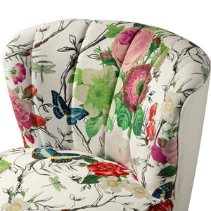 TINA'S HOME Accent Chair with Golden Metal Legs, Comfy Tufted Wingback Living Room Chair Floral Fabric Small Armless Side Chair, Upholstered Slipper Chair for Bedroom, Reading Room (Flower Print&BLUE) - paid link