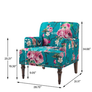 UIXE Floral Accent Chair, Living Room Arm Chairs Modern Nailhead Trim Club Armchair with Wood Legs, Comfy Upholstered Sofa Lounge Seat Reading Seat Bedroom Side Seating for Home Office - paid link