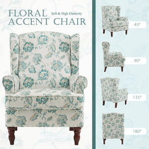 MELLCOM Floral Accent Chair, High Back Upholstered Armchair with Solid Legs, Leisure Single Sofa Chair for Living Room, Bedroom, Home Office, Teal Floral - paid link