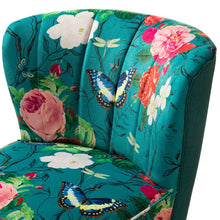 TINA'S HOME Accent Chair with Golden Metal Legs, Comfy Tufted Wingback Living Room Chair Floral Fabric Small Armless Side Chair, Upholstered Slipper Chair for Bedroom, Reading Room (Flower Print&BLUE) - paid link