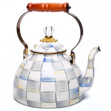 MACKENZIE-CHILDS Enamel Tea Kettle, Stylish Tea Kettle for Stovetop, Black-and-White Courtly Check, 2 Quarts - paid link