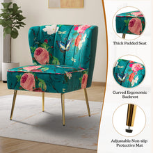 TINA'S HOME Accent Chair with Golden Metal Legs, Comfy Tufted Wingback Living Room Chair Floral Fabric Small Armless Side Chair, Upholstered Slipper Chair for Bedroom, Reading Room (Flower Print&BLUE) - paid link