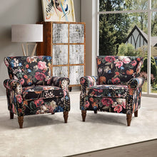 HULALA HOME Modern Wingback Accent Chair with Wood Legs & Removable Cushion, Comfy Upholstered Armchair with Nailhead Trim, Floral Pattern Single Sofa Chair for Living Room Bedroom, Black - paid link