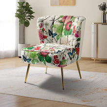 TINA'S HOME Accent Chair with Golden Metal Legs, Comfy Tufted Wingback Living Room Chair Floral Fabric Small Armless Side Chair, Upholstered Slipper Chair for Bedroom, Reading Room (Flower Print&BLUE) - paid link