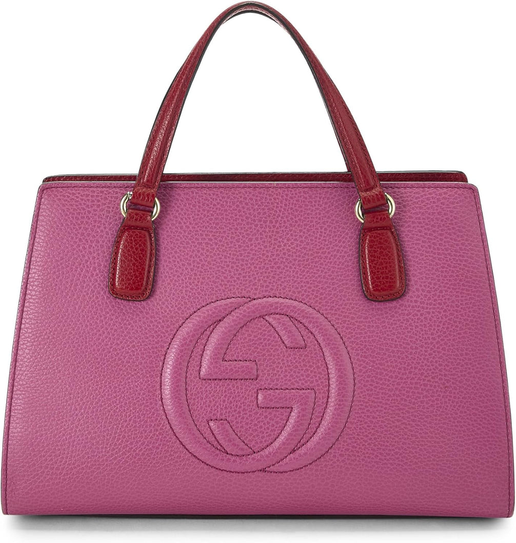 Pre-Loved Gucci Pink & Red Leather Soho Handbag Large, Multi - paid link