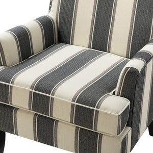 HULALA HOME Modern Accent Chairs Set of 2, Farmhouse High Back Striped Chairs with Wooden Legs & Nail Head Trim, Comfy Upholstered Armchairs for Living Room/Bedroom (Stripe Black) - paid link