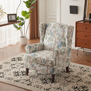 MELLCOM Floral Accent Chair, High Back Upholstered Armchair with Solid Legs, Leisure Single Sofa Chair for Living Room, Bedroom, Home Office, Teal Floral - paid link