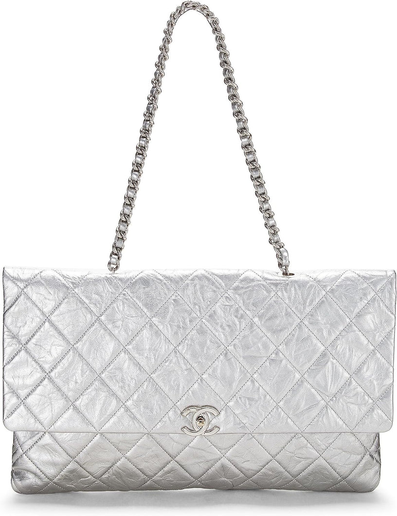 Chanel Pre-Loved Metallic Silver Quilted Calfskin Big Bang Flap Large, Silver - paid link