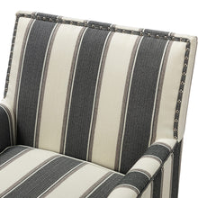 HULALA HOME Modern Accent Chairs Set of 2, Farmhouse High Back Striped Chairs with Wooden Legs & Nail Head Trim, Comfy Upholstered Armchairs for Living Room/Bedroom (Stripe Black) - paid link