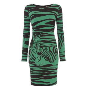 Vintage 1980's - 1990's BIBA Stretch Dress Green Black Zebra Print Lar Designs by Alice Lowe Vintage 1980's - 1990's BIBA Stretch Dress Green Black Zebra Print Lar Designs by Alice Lowe