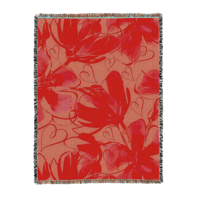 Floating Hearts Oversized Tapestry Blanket Throw Designed by Alice Lowe