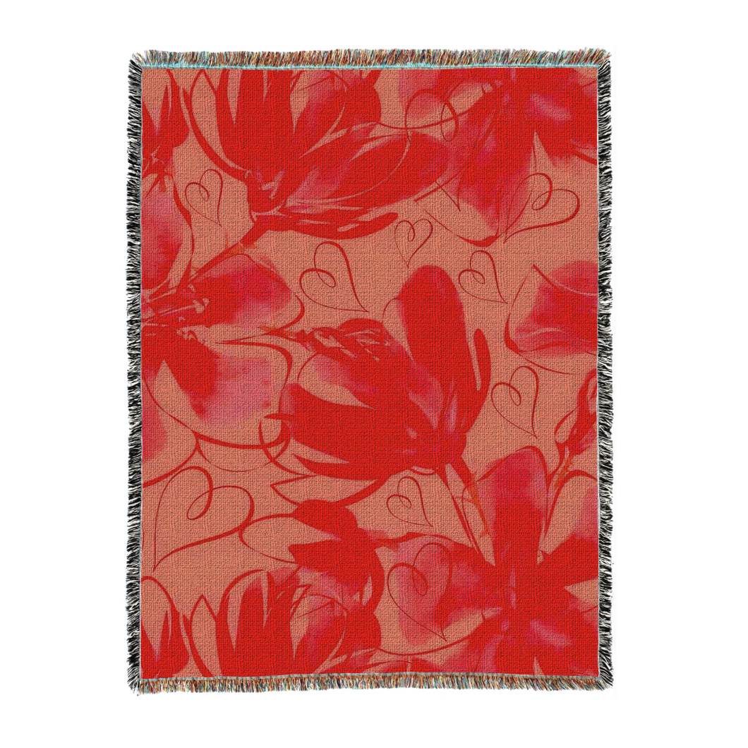 Floating Hearts Oversized Tapestry Blanket Throw Designed by Alice Lowe
