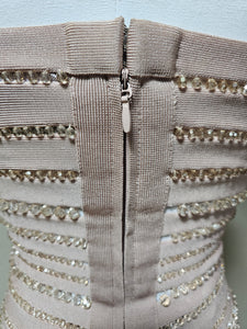 Pre-loved Herve Leger Faceted Crystal Beads Bandage Skirt Set XS