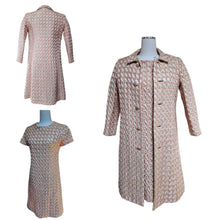 Vintage 1960s Maison Annette Custom Tailored in Hong Kong by Modiste East Brocade A-line Cocktail Dress and Coat Set