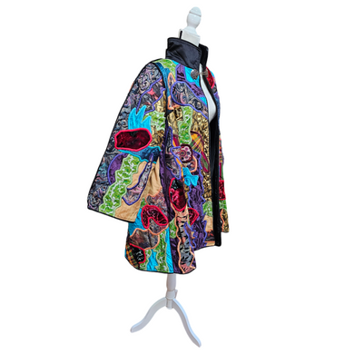 Vintage 1980’s Judith Roberts La Coleccion Applique and Patchwork Swing Coat Large