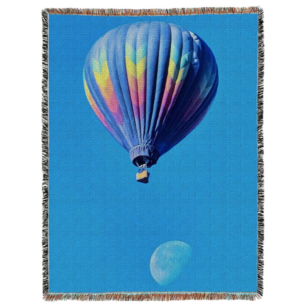 Hot Air Balloon and Moon Oversized Tapestry Blanket