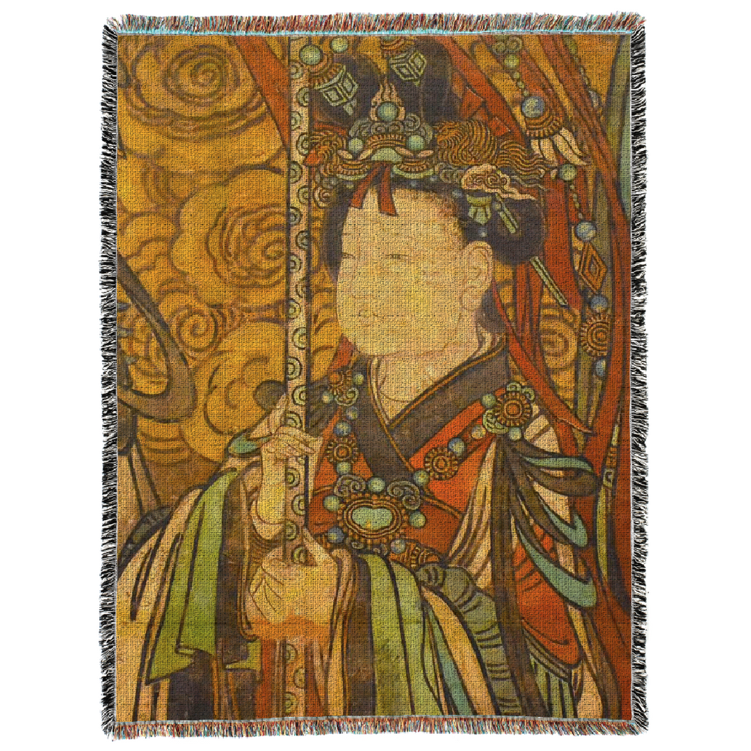 Yuan Dynasty c. 1300  Clay Mural Detail Oversized Tapestry Blanket