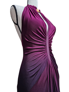 Just Cavalli Silk Floral Print Halter Style Dress Plunging V-Neckline Medium