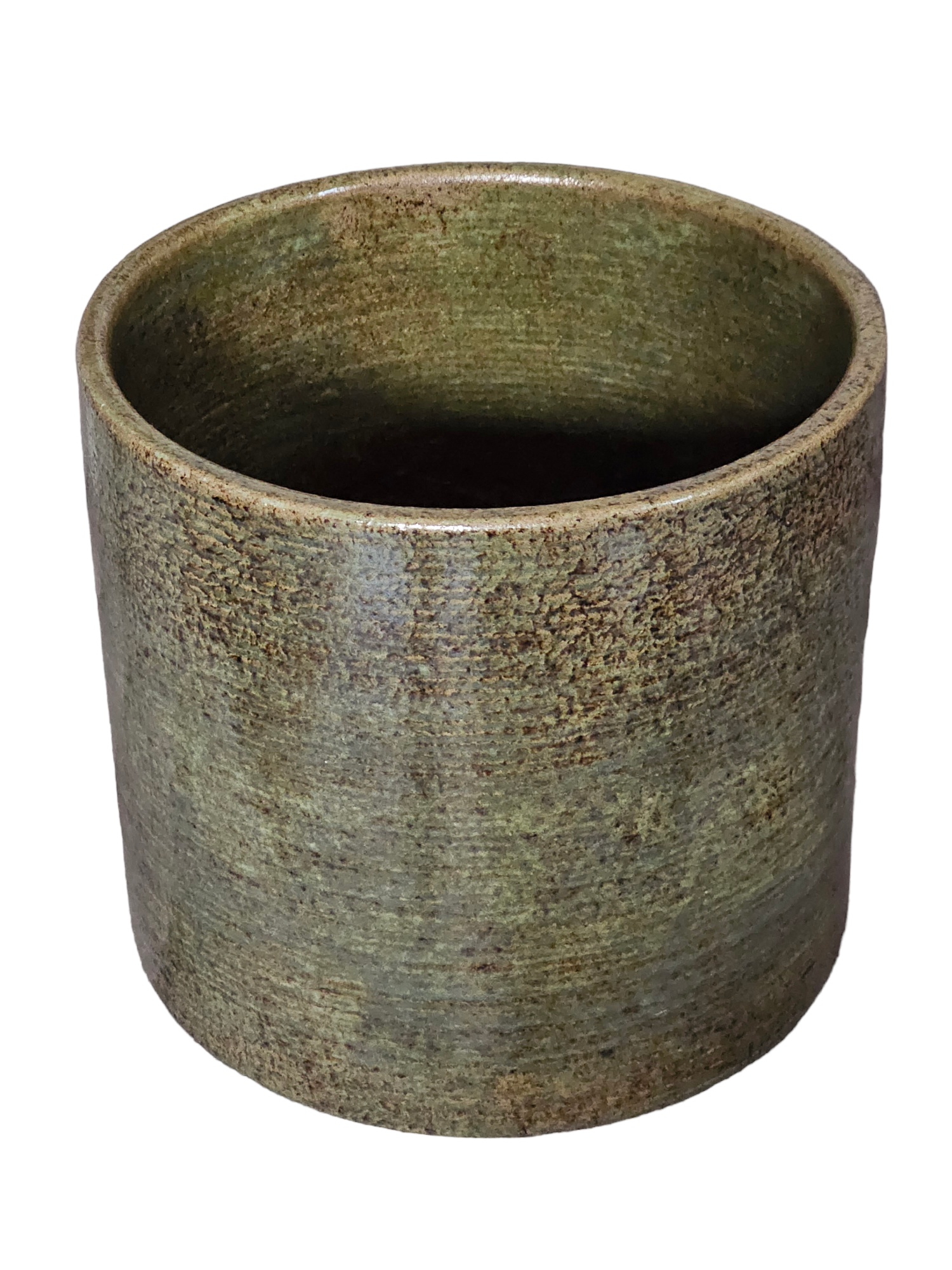gainey planter pot Rare Original Vintage 1960’s Gainey Ceramics AC-12 Glossy Speckled Olive Green Midcentury Architectural Pottery Planter Pot