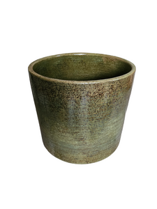Rare Original Vintage 1960’s Gainey Ceramics AC-12 Glossy Speckled Olive Green Midcentury Architectural Pottery Planter Pot