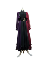 Vintage 1980’s Silk Chiffon Tri-Color Block Dress Attributed to Wayne Clark Large