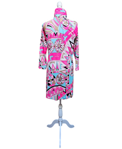 Vintage 1970’s Midi Dress by Eduardo for Saks Fifth Avenue Pucci Style Signature Fabric