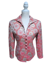 Christian Dior Houndstooth Poppies Silver Lurex Blazer Size 2