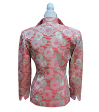 Christian Dior Houndstooth Poppies Silver Lurex Blazer Size 2
