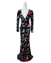 Alice and Olivia Pre-owned Rosaria Butterfly Print Maxi Dress Petite Tall