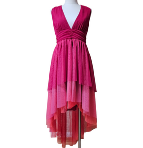 Be Blumarine Evening Gown Made in Italy Pink Fuchsia Orange Tulle Midi Dress 6