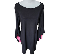 Nicole Miller Cocktail Spandex Little Black Dress Pink Romantic Statement Sleeves 14